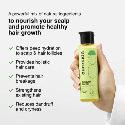 Cureskin Follicular Hair Oil - Nourishes & Strengthens with Biotin, Bhringraj and Coconut Hair Oil - 100 ml