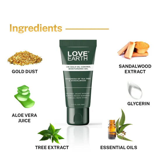Love Earth 24K Gold Oil Control Moisturizing Gel - 50 gm