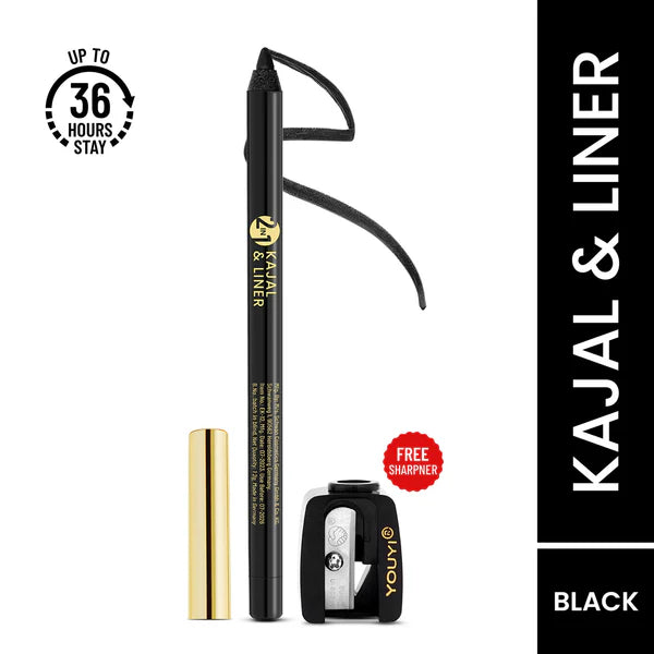 Swiss Beauty Bold & Black Kajal with Sharpener - 1.2 gm