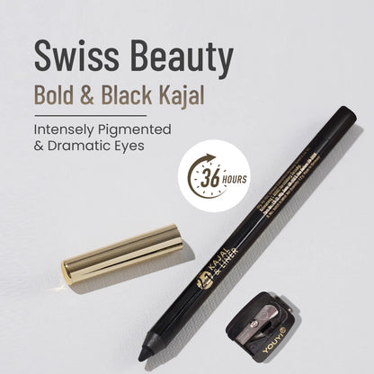 Swiss Beauty Bold & Black Kajal with Sharpener - 1.2 gm