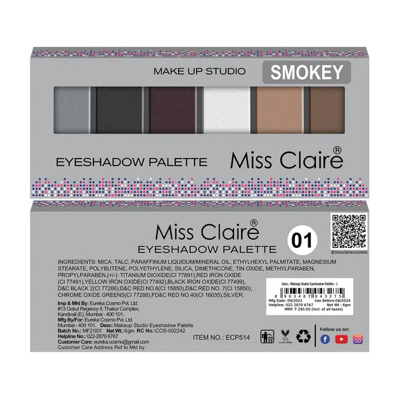 Miss Claire Makeup Studio Smokey Eyeshadow Palette - 1 - 6 gm
