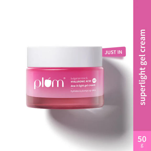 Plum Bulgarian Rose And 1% Hyaluronic Acid Dew-It-Light Gel Cream - 50 gm