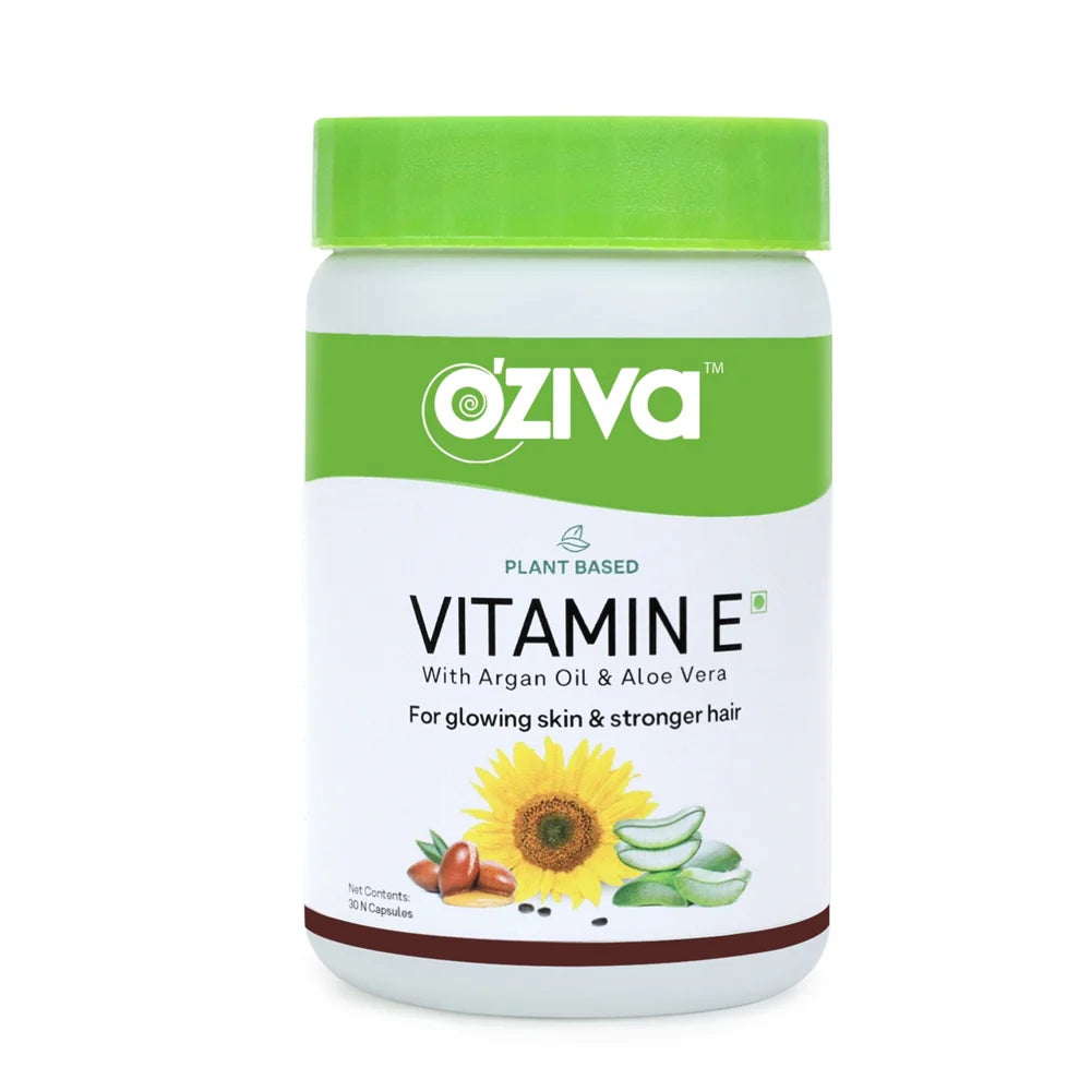 OZiva Plant Based Natural Vitamin E (With Argan oil + Aloe vera) -30 Veg capsOZiva Plant Based Natural Vitamin E (With Argan oil + Aloe vera) -30 Veg caps