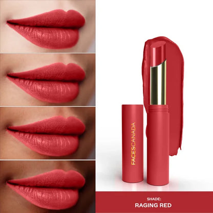 Faces Canada 3 in 1 LongStay Matte Lipstick - Raging Red 10 - 2 gm