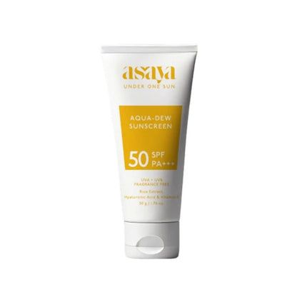 Asaya Aqua Dew Sunscreen SPF 50 PA+++ With Rice Extract For All Skin Types - 50 ml