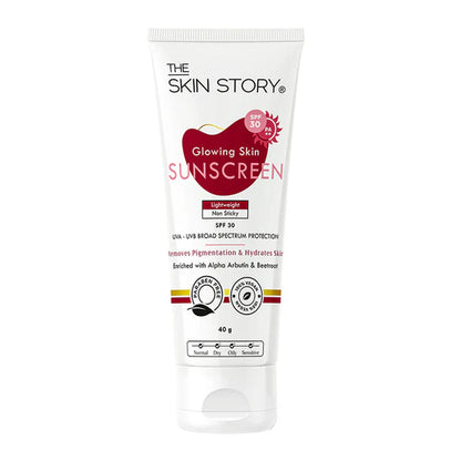 The Skin Story Beetroot Glowing Skin Face Sunscreen SPF 30 PA++ For Sun Tan Dark Spots Pigmentation - 40 gm