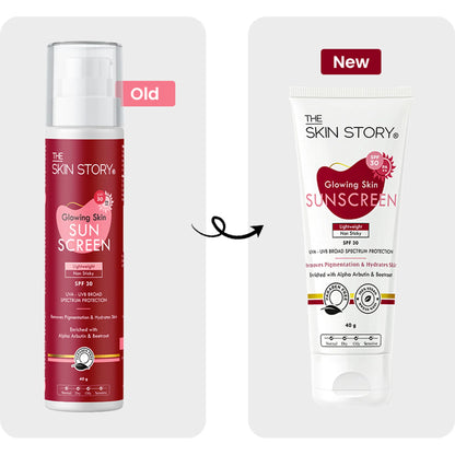 The Skin Story Beetroot Glowing Skin Face Sunscreen SPF 30 PA++ For Sun Tan Dark Spots Pigmentation - 40 gm