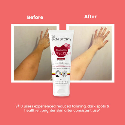 The Skin Story Beetroot Glowing Skin Face Sunscreen SPF 30 PA++ For Sun Tan Dark Spots Pigmentation - 40 gm