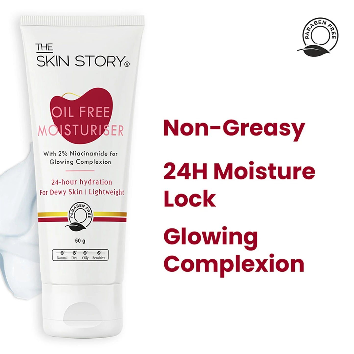 The Skin Story Oil Free Face Moisturizer For Oily Acne Prone Skin Hydrates Adds Glow - Niacinamide - 50 gm