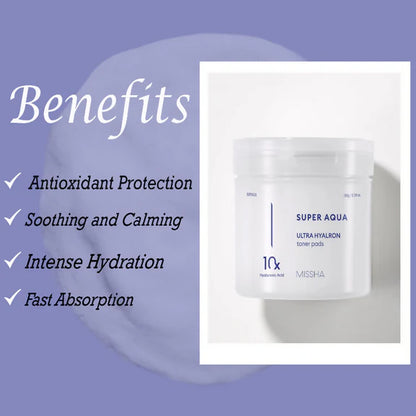 Missha Super Aqua Ultra Hyalron Toner Pads - 180 gm