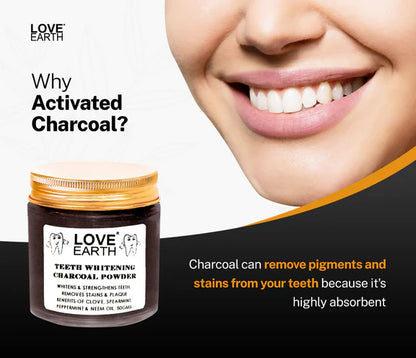 Love Earth Teeth Whitening Charcoal Powder - 50 gm