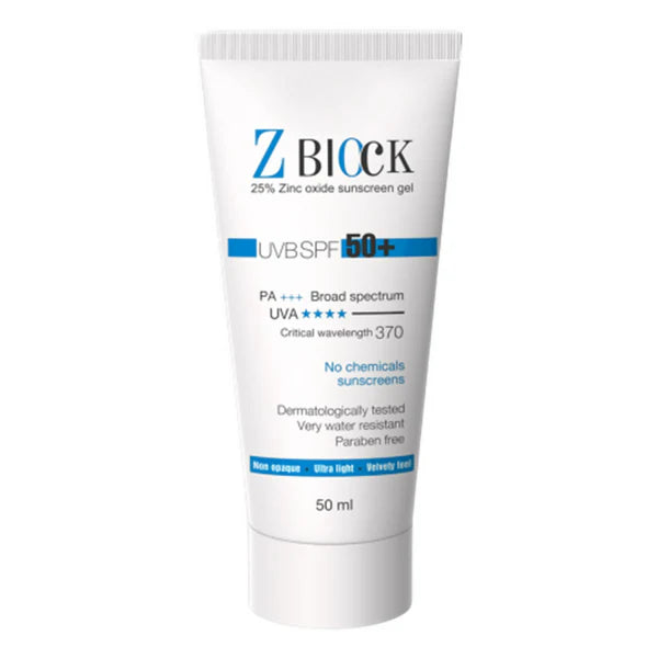 Z-Block 25% Zinc Oxide Sunscreen Gel - 50 ml - Pack of 1
