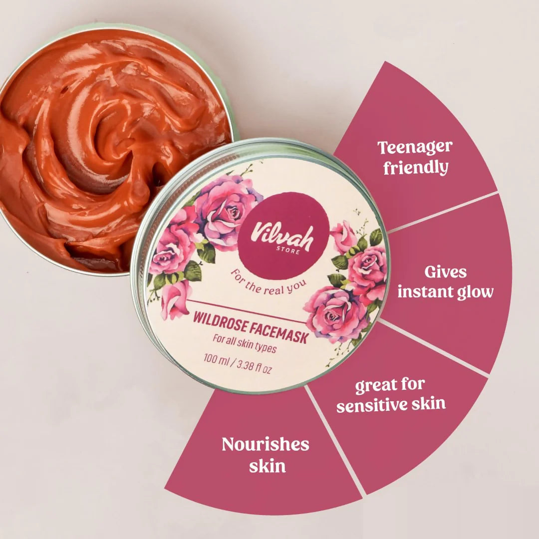 Vilvah Store Wild Rose Face Mask For Glowing Skin