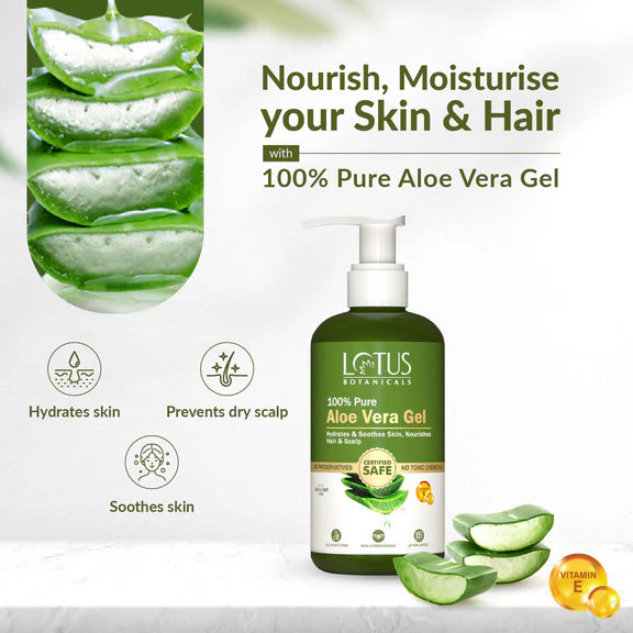 Lotus Botanicals 100% Pure Aloe Vera Gel With Vitamin E - 200 ml