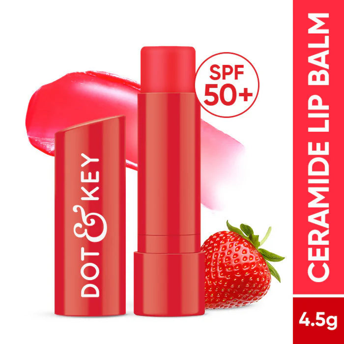 Dot & Key Barrier Repair Hydrating Lip Balm SPF 50 With Ceramides & Peptides Strawberry Red - 4.5 gm