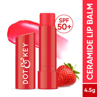 Dot & Key Barrier Repair Hydrating Lip Balm SPF 50 With Ceramides & Peptides Strawberry Red - 4.5 gm