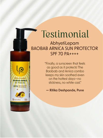 Life Purified Abhyetilepam Baobab Arnica Sun Protector SPF 70 Pa++++ - 100 ml