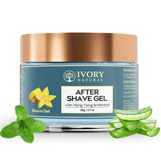 Ivory Natural After Shave Gel For Gentle Post-Shave, Reduced Facial Worries - 50 gm
