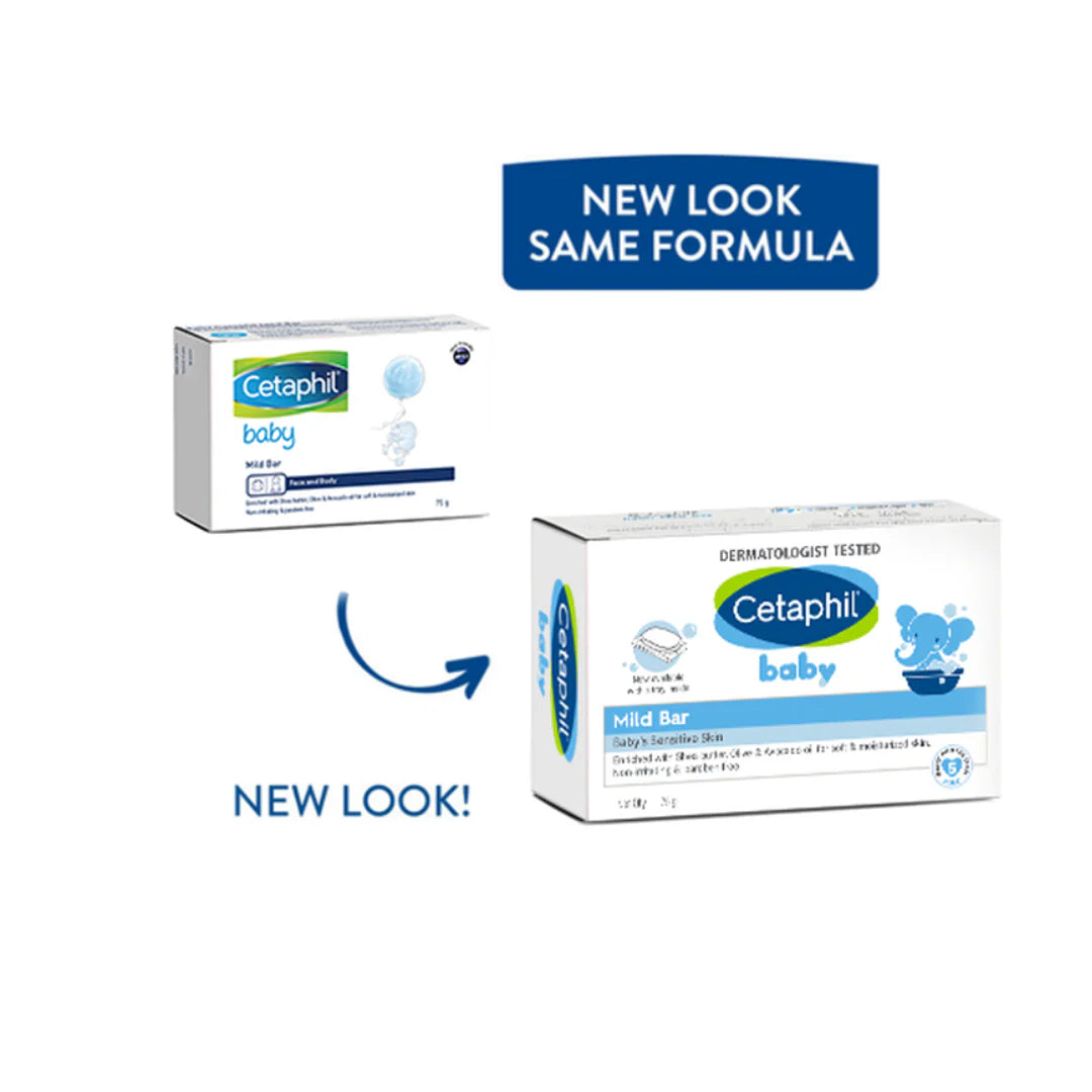 Cetaphil Baby Mild Bar Face & Body For Baby's Sensitive Skin - 75 gm - Pack of 1