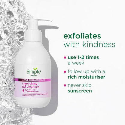 Simple Active Skin Barrier Care Smoothing Gel Face Cleanser, 150ml