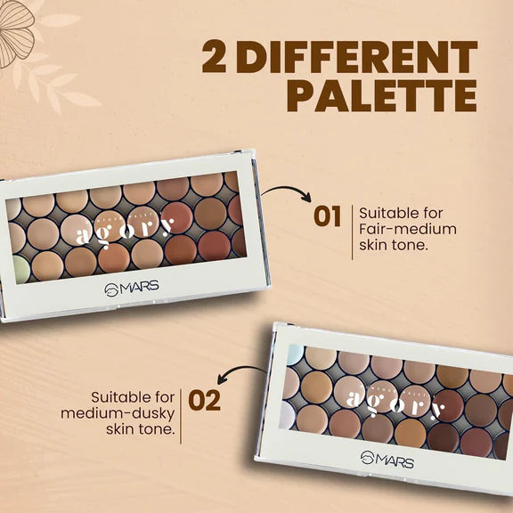MARS Cosmetics 24 Shade Agory Cream Contour Palette With Brush - Shade-02 - 70 gm
