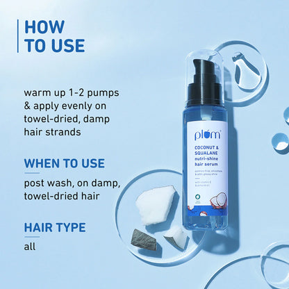 Plum Coconut & Squalane Nutri-Shine Hair Serum For Smooth- Shiny Hair - 75 ml
