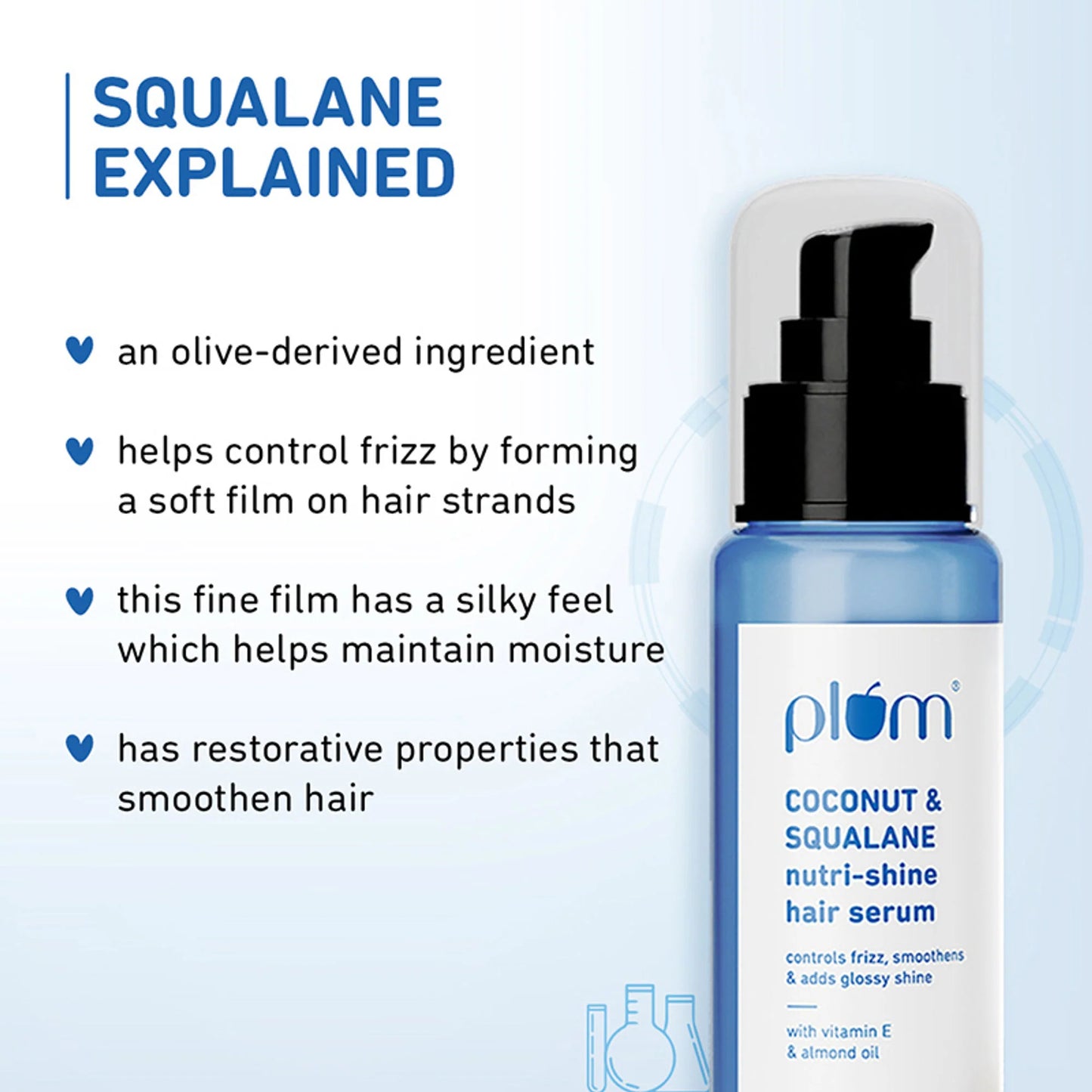 Plum Coconut & Squalane Nutri-Shine Hair Serum For Smooth- Shiny Hair - 75 ml