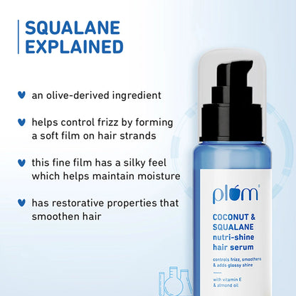 Plum Coconut & Squalane Nutri-Shine Hair Serum For Smooth- Shiny Hair - 75 ml