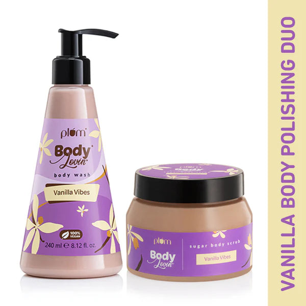 Plum BodyLovin' Vanilla Vibes Scrub & Shower Body Polishing Duo - combo