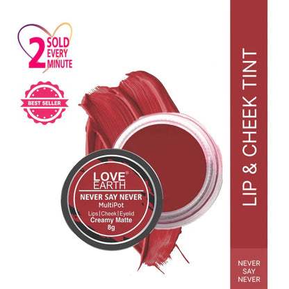 Love Earth Lip Tint & Cheek Tint Multipot - Never Say Never - 8 gm