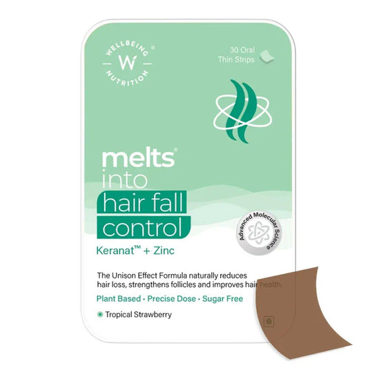 Wellbeing Nutrition Melts Hair Fall Control Oral Strips-Tropical Strawberry Flavor - 30 Strips