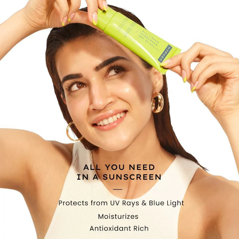 Hyphen By Kriti Sanon All I Need Sunscreen SPF 50 PA++++, UV Rays & Blue Light Protection & Moisturization - 30 ml
