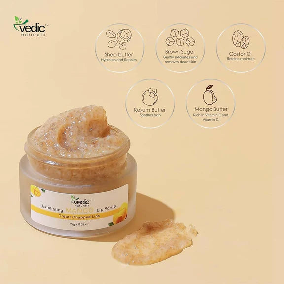 Vedic Naturals Exfoliating Mango Lip Scrub - 15 gm