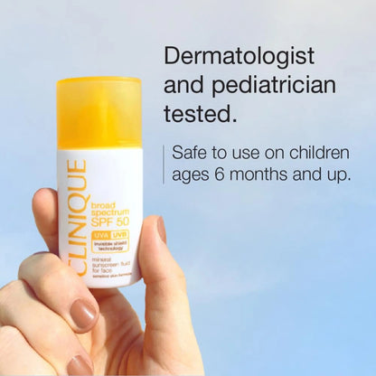 Clinique SPF 50 UVA/UVB Mineral Sunscreen Fluid For Face - 30 ml