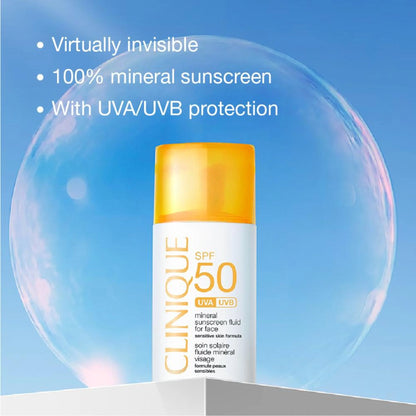 Clinique SPF 50 UVA/UVB Mineral Sunscreen Fluid For Face - 30 ml