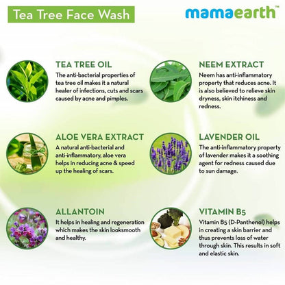 Mamaearth Tea Tree Face Wash for Acne & Pimples -100 ml