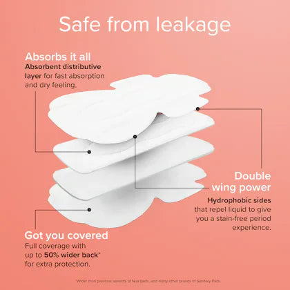 Nua Ultra Safe Sanitary Pads Heavy Flow-XL+ with Disposal Pouches - 50 pads
