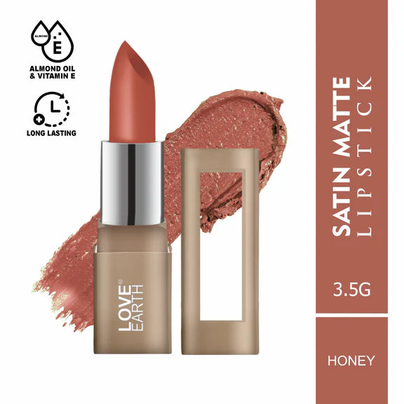 Love Earth Satin Matte Lipstick - Honey - 3.5 gm