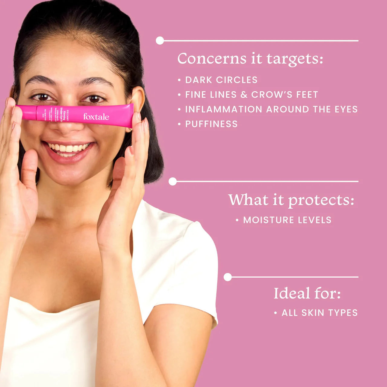 Foxtale Firming Eye Gel To Reduce Dark Circles, Puffy Eyes, Fine Lines and Inflammation