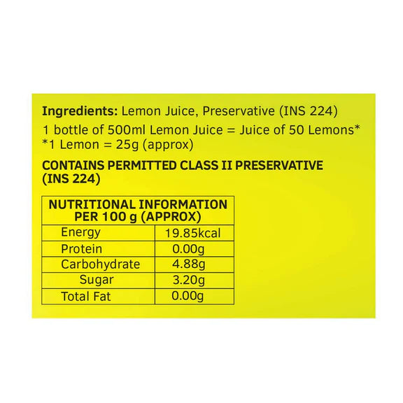Keya Lemon Juice With Natural Lemons - 500 ml