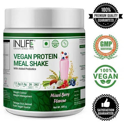 Inlife Vegan Protein Meal Shake Mixed Berry Flavour - 500 gm
