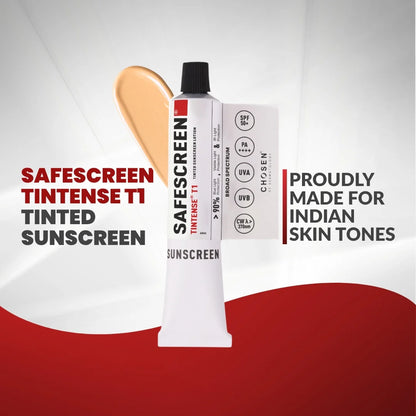 Chosen Tintense Bisque Shade Tinted Sunscreen SPF 40+ Pa++++ 8-Hour Water Resistance, No White Cast - 40 ml