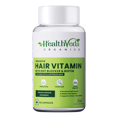 Health Veda Organics Advance Hair Vitamin with DHT Blocker & Biotin Capsules - 60 caps