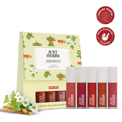Herb Enriched Matte Liquid Lipstick Kit- Set of 5