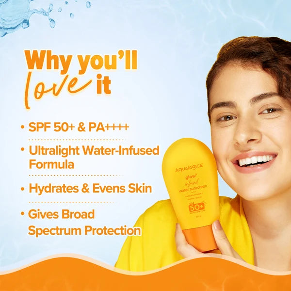 Aqualogica Glow+ Infused Tinted Sunscreen With Papaya & Vitamin C, Protection Against Uva/B, For Glowing & Sun-Safe Skin - 50 gm