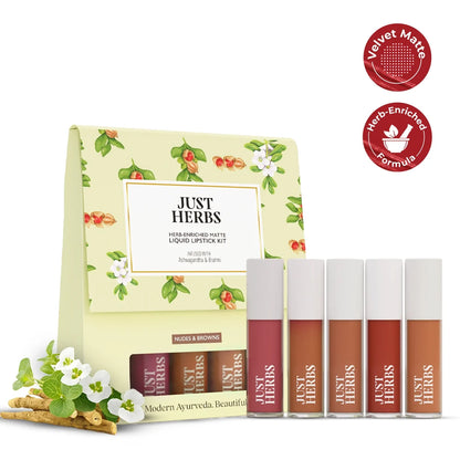 Herb Enriched Matte Liquid Lipstick Kit- Set of 5