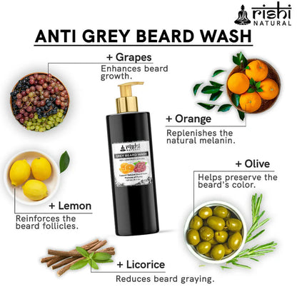 Rishi Natural Anti Grey Beard Wash Restore Natural Beard Color - 120 ml