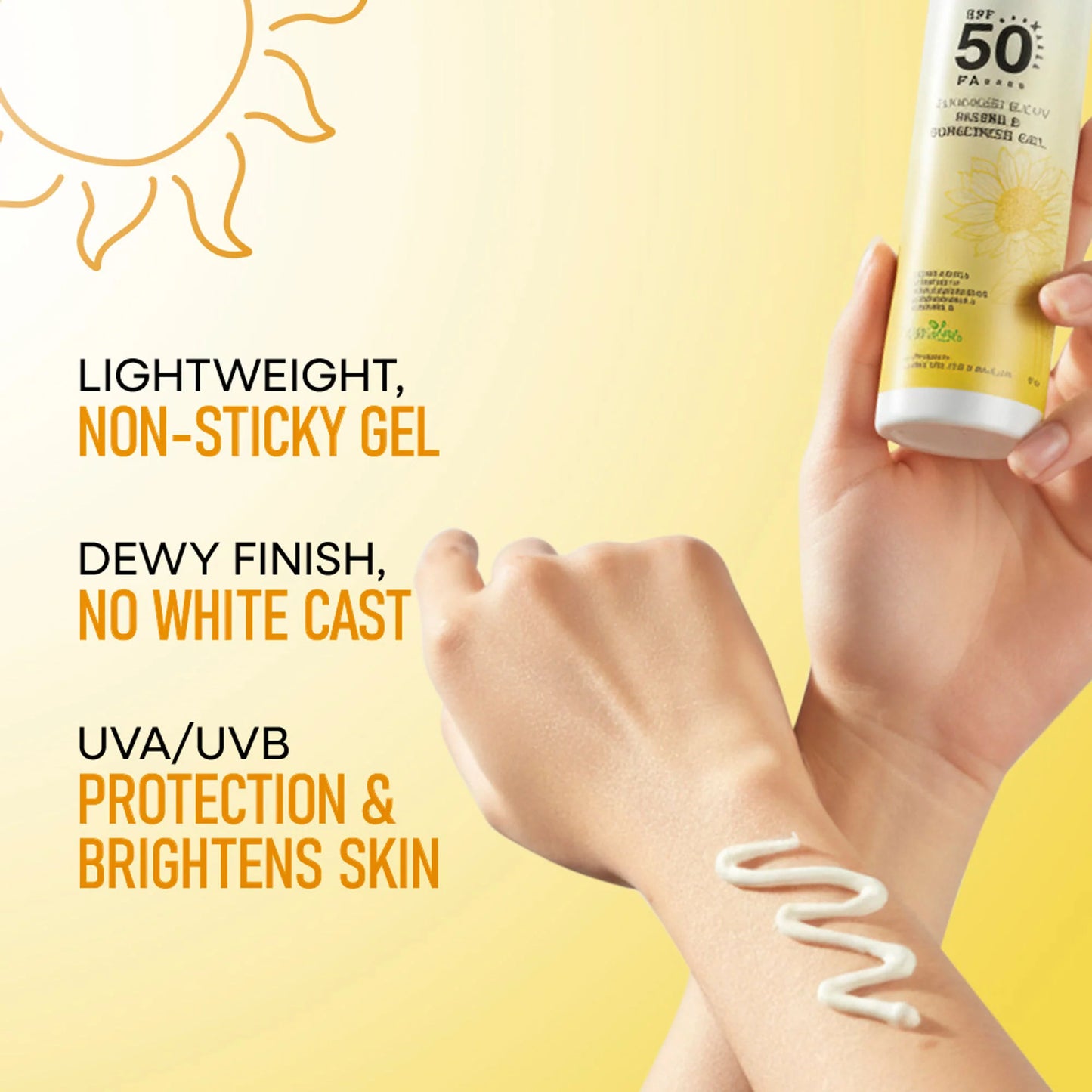 Nykaa Naturals SUNKISSED GLOW Invisible Sunscreen Gel SPF 50 PA++++ with Niacinamide and Vitamin C - 50 gm
