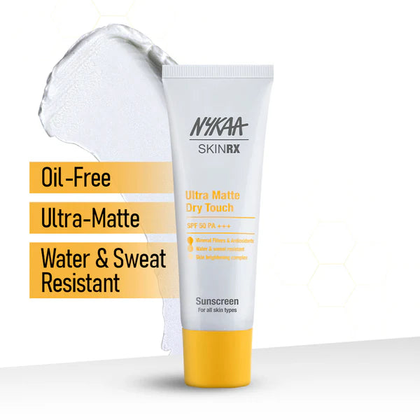 Nykaa SKINRX Ultra Matte Dry Touch Sunscreen SPF 50 PA+++ , Lightweight Matte Finish, No White Cast - 50 gm