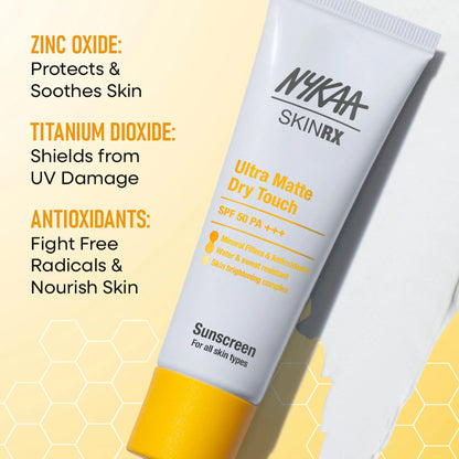 Nykaa SKINRX Ultra Matte Dry Touch Sunscreen SPF 50 PA+++ , Lightweight Matte Finish, No White Cast - 50 gm